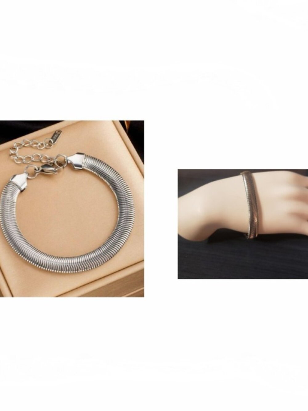 NWT Silver Stainless Steel Snake Chevron bracelet